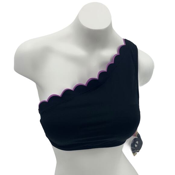 Kate Spade New York Scallop Wave Contrast Scalloped One Shoulder Bikini Top XS - Picture 1 of 13